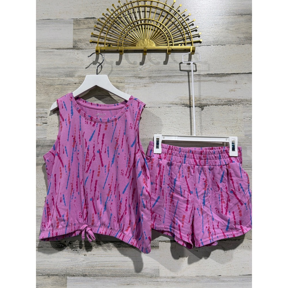 BCG Shorts‎ Set Girls M/L Pink Tie Dye Sleeveless Activewear Athleisure EUC